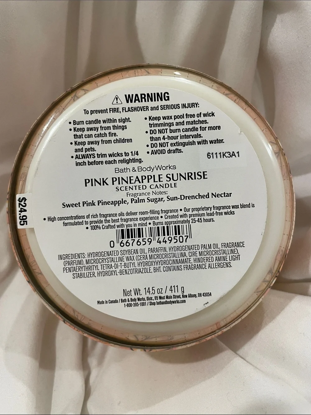 BBW Pink Pineapple Sunrise 3 Wick Candle